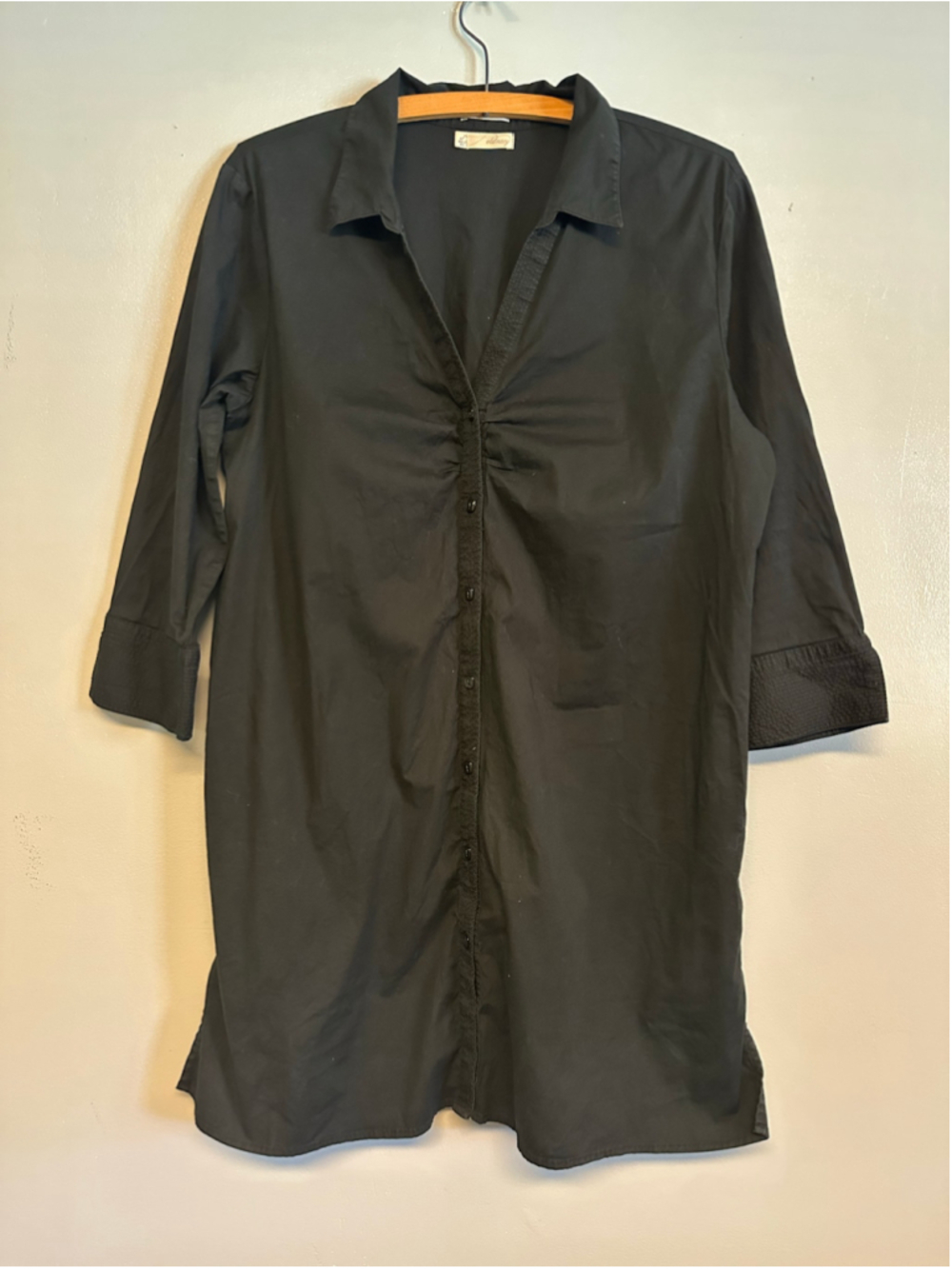 Old Navy Black Button Down Shirt Dress, Size XL Tunic Ruched Causal Classy